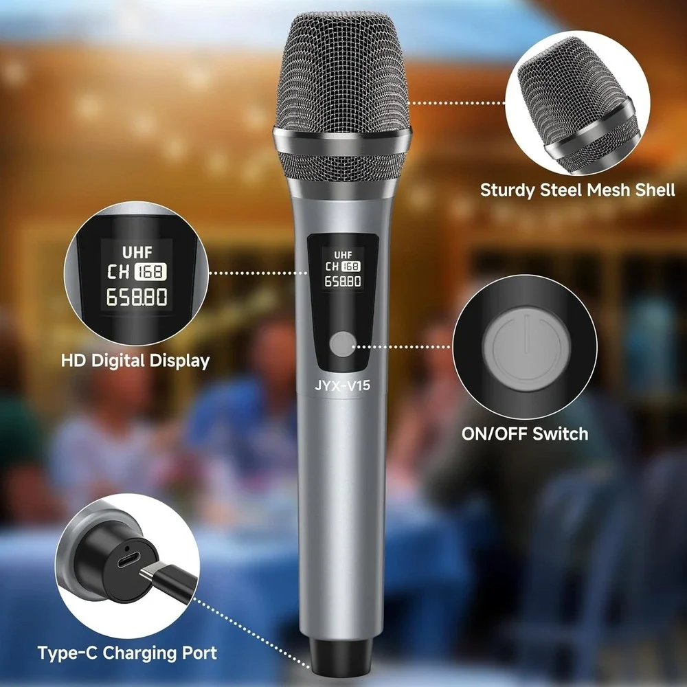 JYX Wireless Microphone, Professional UHF Metal Handheld Dynamic Mic
